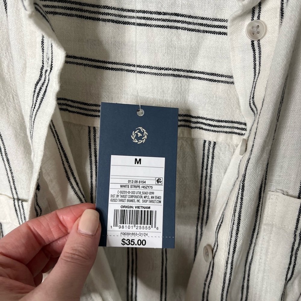 Universal thread Striped Button-Front drop waist … - image 3